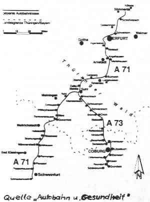 Karte der geplanten A71/A73